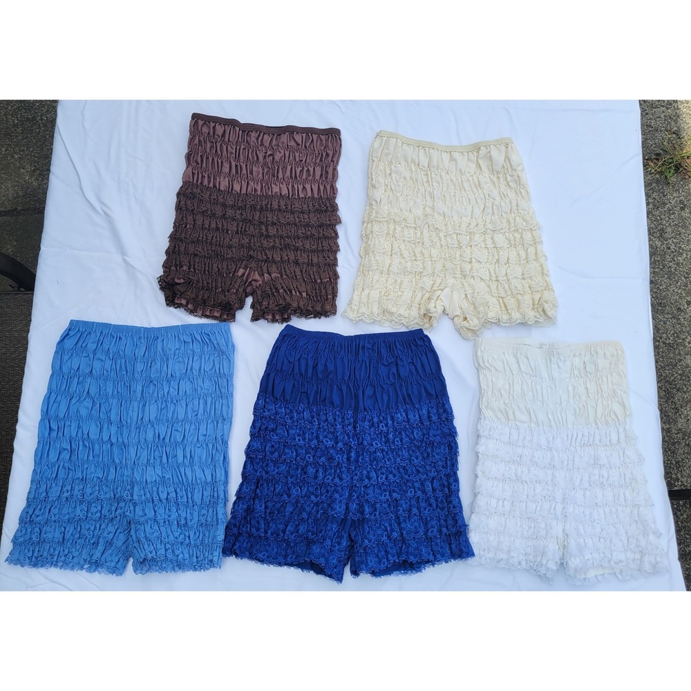 Vintage Malco Modes Ruffle Pettipants Bloomers Lace Trim Lot of 5 S Made in USA - Picture 2 of 13